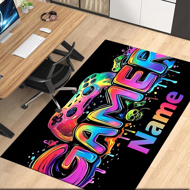 Custom Name Game Controller Printed Carpet, for Office Chair Living Room Bedroom Kitchen Room Decor Gifts.