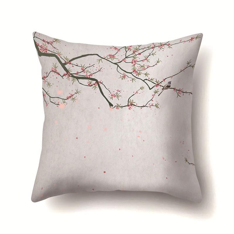 Leaves, Geometric Branches, Sofa Pillowcase, Single-sided Office Cushion Cover, Living Room Pillowcase, Biker Waist Pillowcase