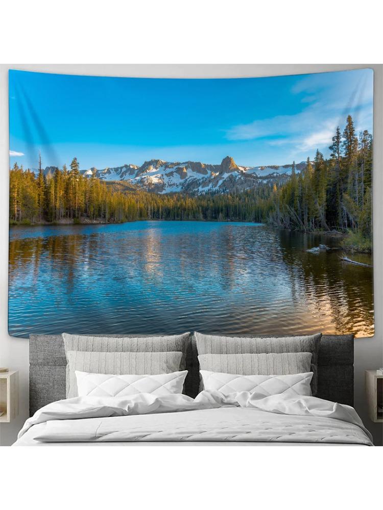 

Nature Lake Mountain Tapestry Art Wall Decor For Bedroom Living Room Creative Home Decor 74x94cm(29x37in)