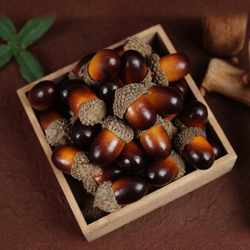 Artificial Nut Decoration Set Brown Textured LDPE Plastic Nut 50 Piece Set for Wreath Projects, Table Styling, Party Scenes Y5GB