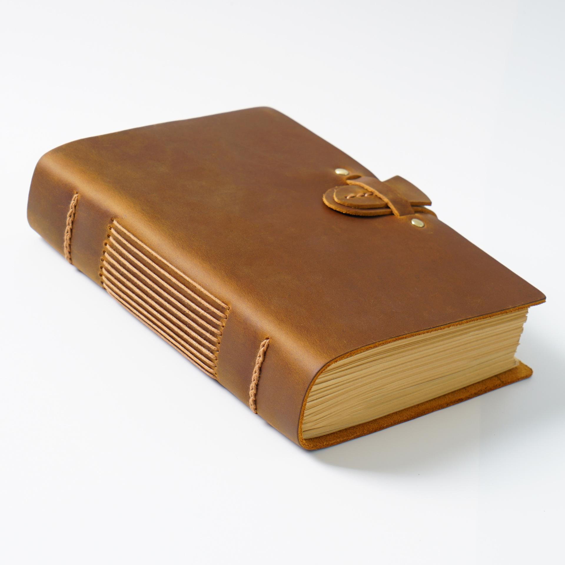 2024 Genuine Leather Handmade Sketchbook Top Grade Cowhide Vintage Painting Notepad Creative Notebook Journal Gift Travel Diary