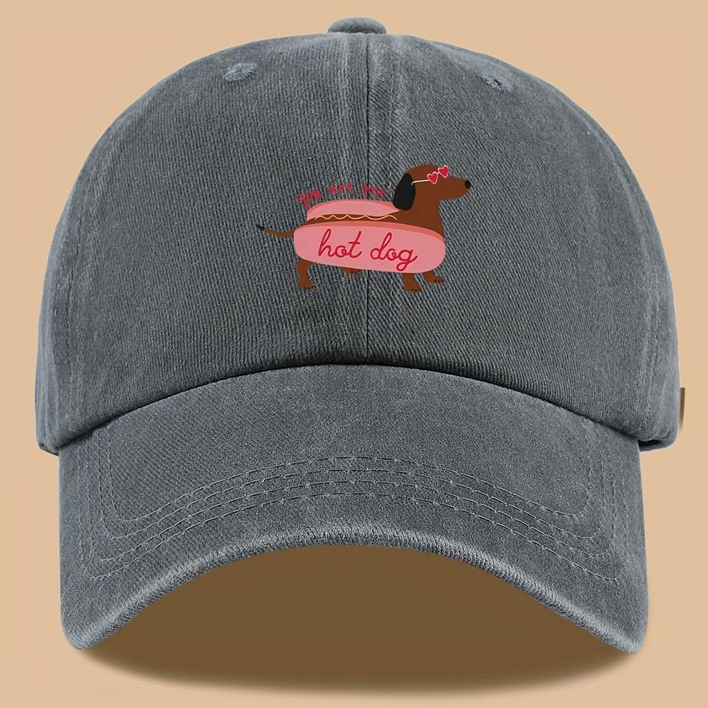 1pc Cute Dachshund Print Baseball Cap Adjustable Size Unisex Lightweight and Comfortable Stylish Cartoon Design