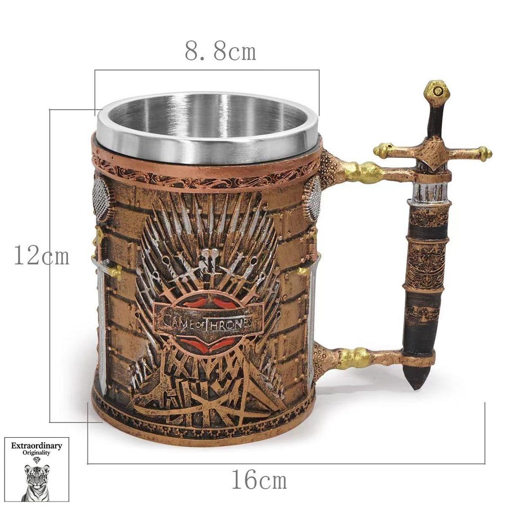 Retro Desktop Stainless Steel Cup Song of Ice and Fire Beer Mug European American Handle Mug
