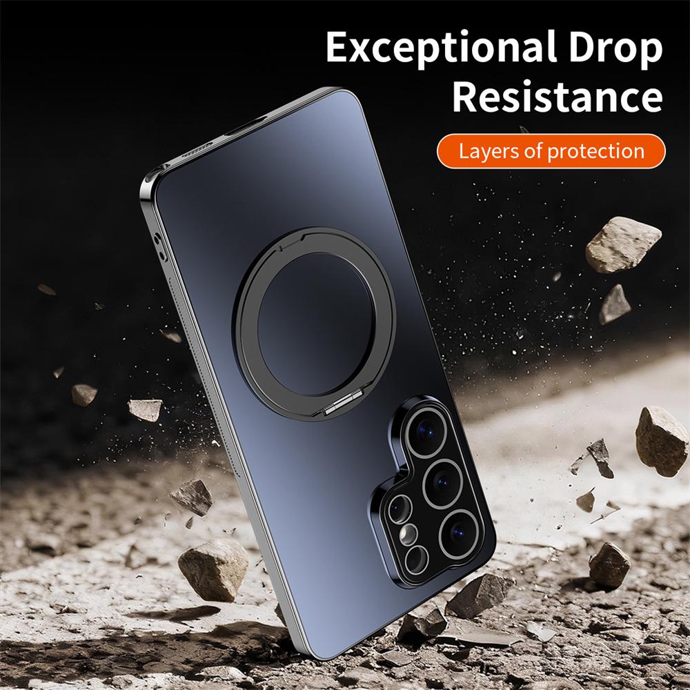 Custodia con Supporto ad Anello Magnetico Rotante a 360° Per Magsafe Per Samsung Galaxy S26 Ultra S25 FE Plus S24 Copertura Antiurto con Rivestimento Opaco