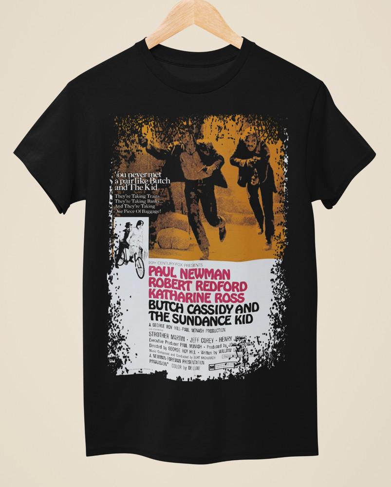 Butch Cassidy & The Sundance Kid - Western Movie Poster Unisex Black T-Shirt Unisex T-Shirt M
