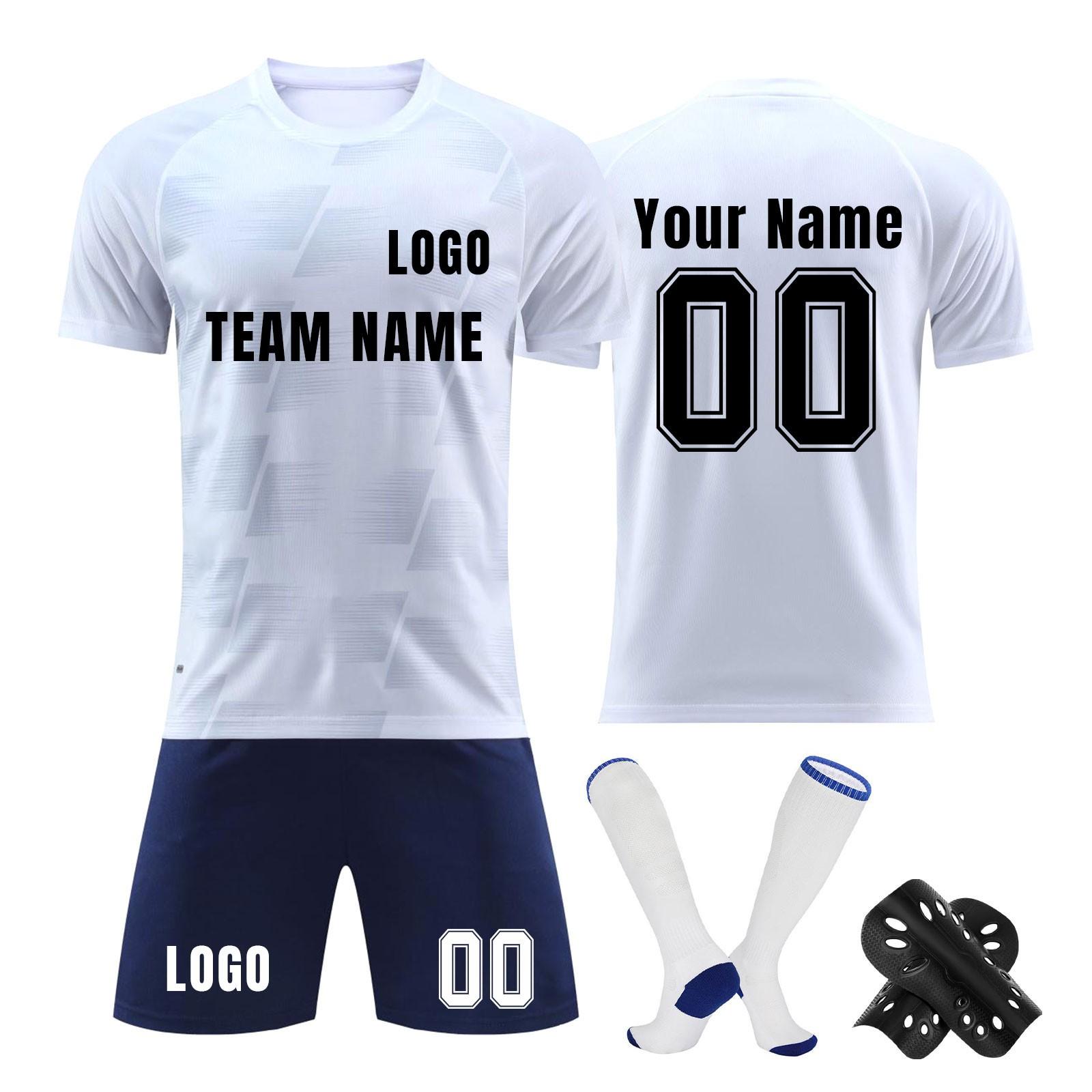 

Комплект персонализированных рубашек для мужчин и девочек с именем и номером, футбольные майки на заказ для мальчиков, тренировочный костюм XS белый