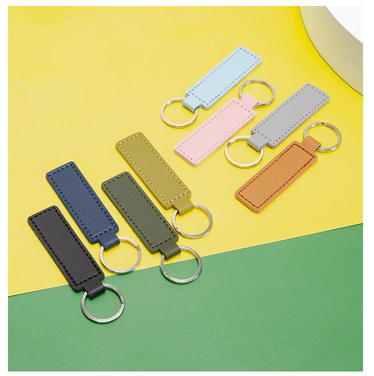 Cross PU Leather Keychain with Double-Sided Stitching: Customizable Logo Leather Pendant for Men and Women Car Keyring