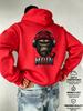 Men's Hooded Sweatshirt MOIN with Cartoon Gorilla Wearing Headphones and Holding a Pipe, Fun Double-Sided Print, European and Amer