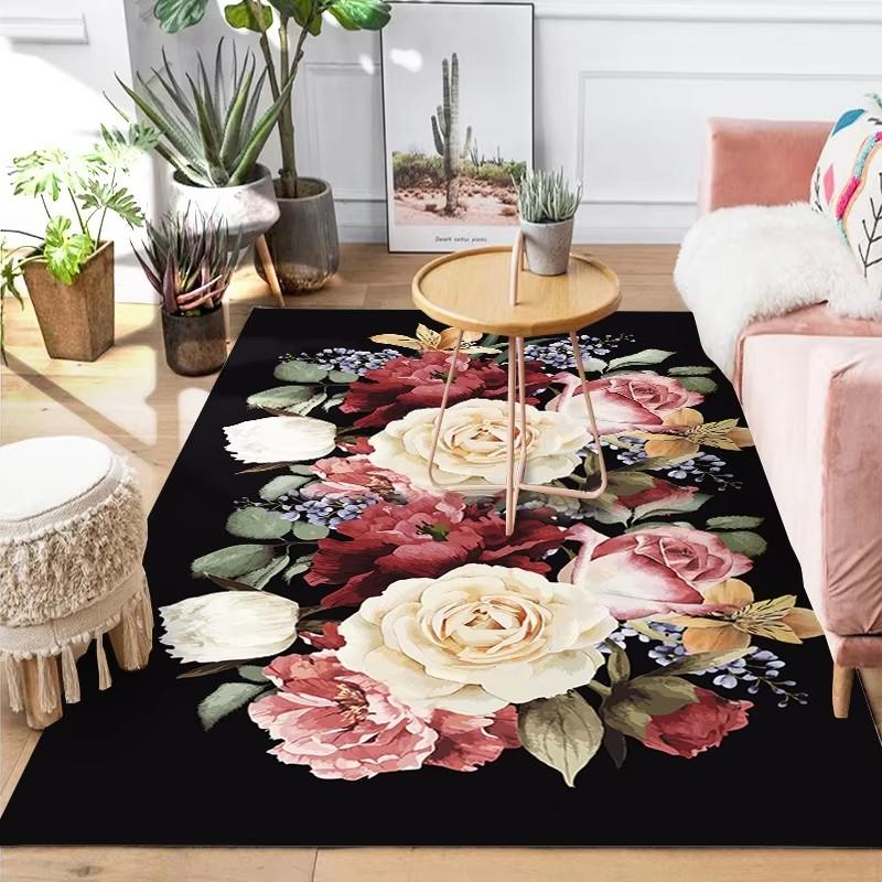 Flower Pastoral 3D Printed Carpet Home Decor Entrance Door Mats Living Room Rugs Carpets in The Bedroom Children Carpet Bath Mat