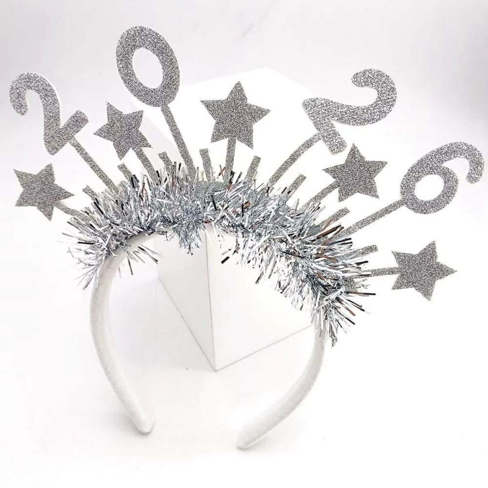 Cute Star Strip Headwear Sweet Glitter Hair Hoop 2026 Happy New Year Headband  New Year Dress Up