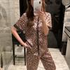 1011 summer ice silk pajamas women's high-end short-sleeved shorts and trousers three-piece set can be worn outside loungewear