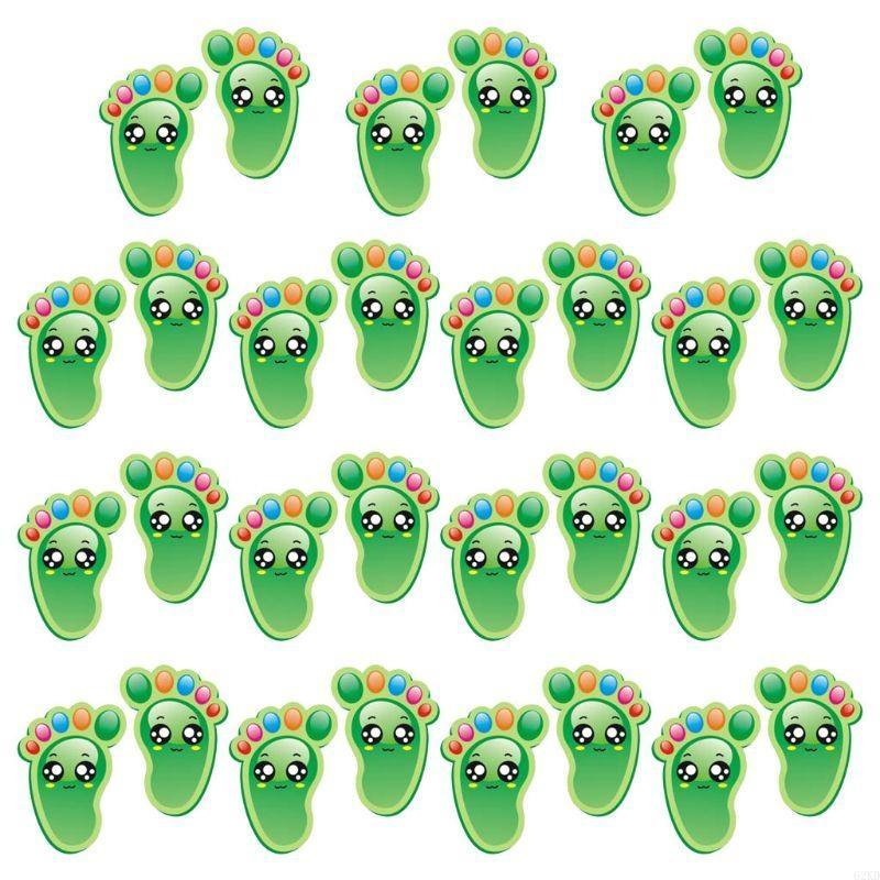 

62KD 15 пар детских наклеек на пол, самоклеящиеся наклейки со следами для соблюдения социальной дистанции, для детской спальни, гостиной зелёный