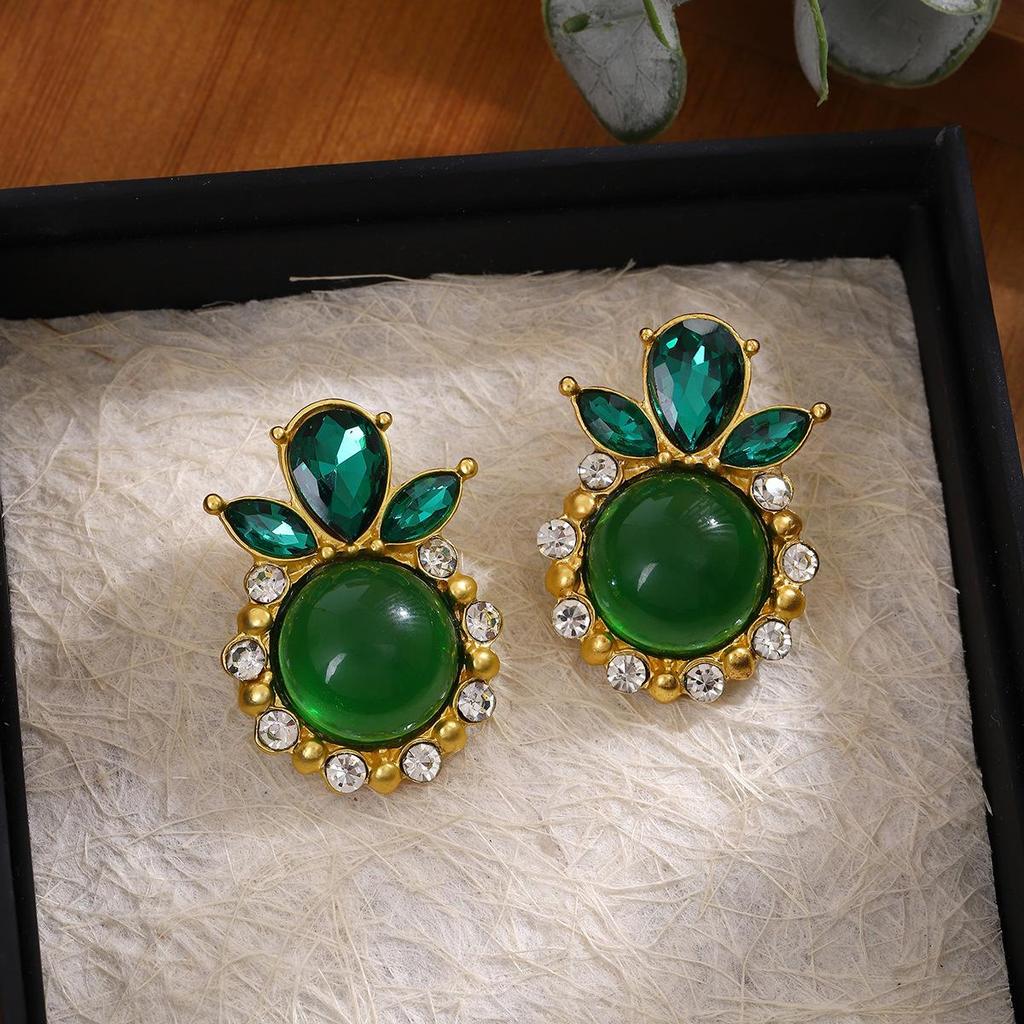 Pendientes Vintage de Estilo de Corte con Pedrería y Esmalte - Exquisita Joyería de Plata 925