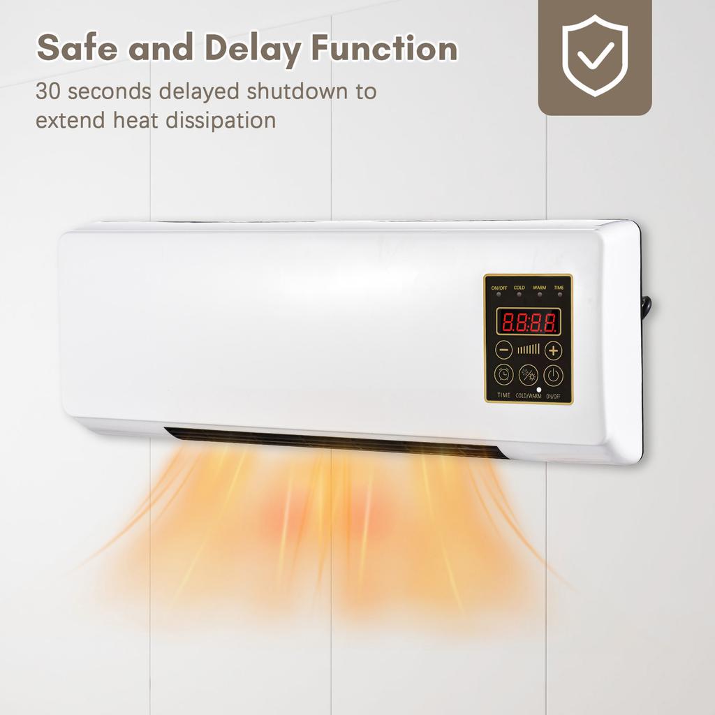 Heater and Fan Combo Wall Mounted Desktop 2in1 Electric Heater Fan for Household Bedroom Heating and Nature Wind