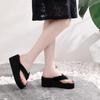 Korean Style Women's High Heel Summer Flip-Flops and Slippers with Thick Soles for Outdoor and Beach Wear