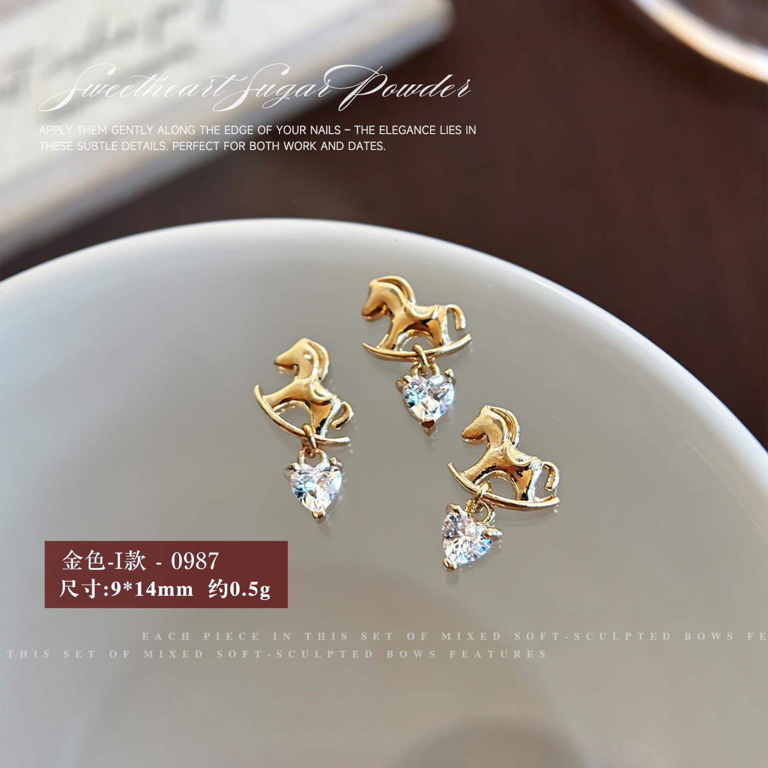 

Of Horse Zircon Nail Jewelry Light Luxury High End Little Galloping Instant Money Pony Decoration