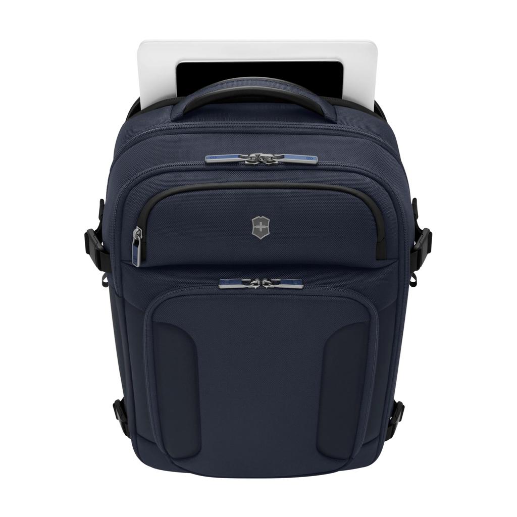 Victorinox Werks Traveler Boarding Bag Backpack with Pockets for a Laptop and an Antibacterial Compression Perfect for Business and Navy Blue 7.0