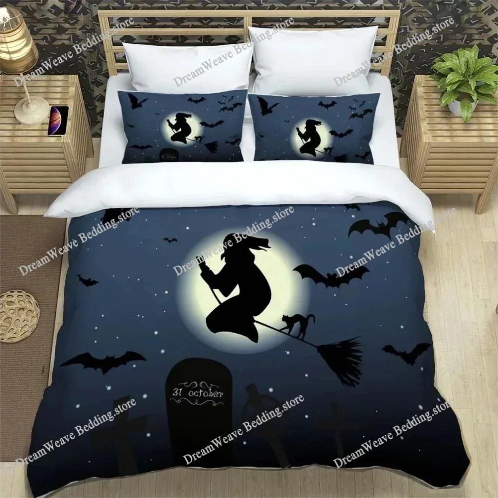 Copripiumino Halloween Matrimoniale King Cartone Animato Zucca Copripiumino Lanterna Set Biancheria da Letto Microfibra Copripiumino Fantasma per Bambini Bambine9