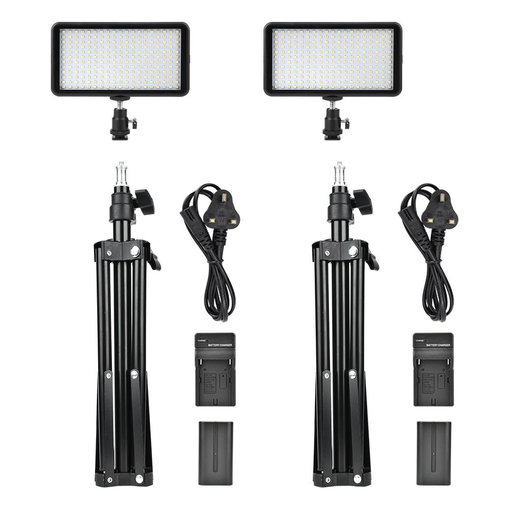 2PCS LED Video Light with Bracket 3200K 6000K Bi Color Stepless Dimming