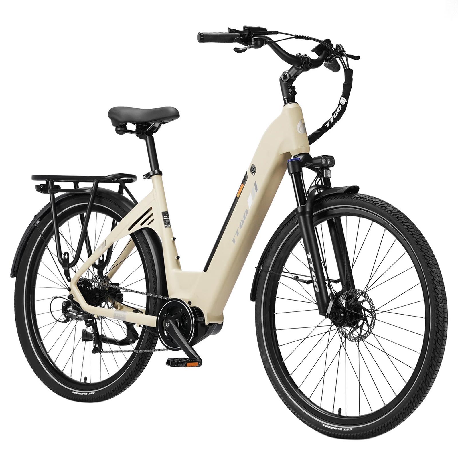TTGO C7 SE Elektrofahrrad, 36V 18AH Langstrecken-E-Bike mit Bafang Mittelmotor, Shimano 9-Gang gelb