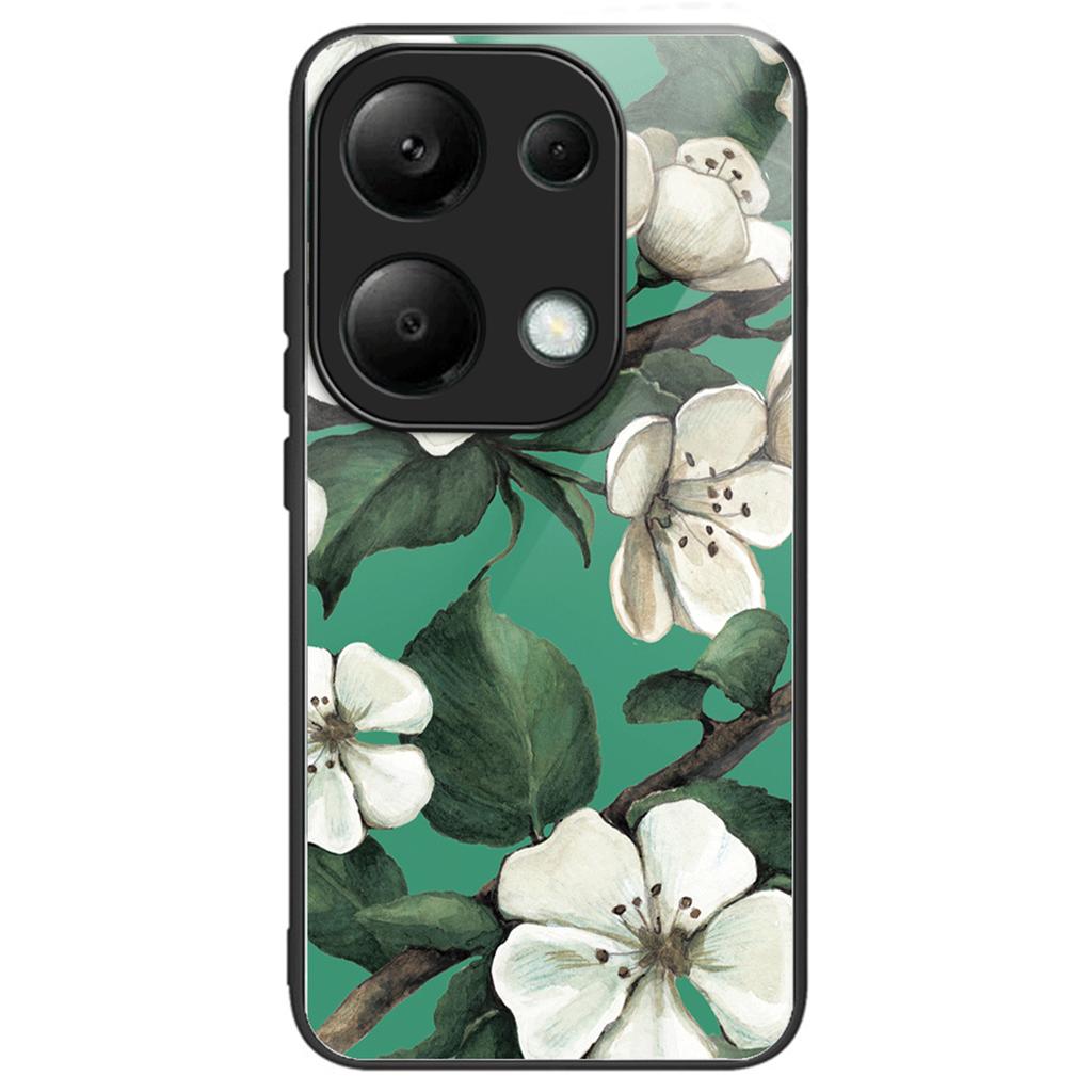 For Xiaomi Redmi Note 13 4G Case Pattern Printing Tempered Glass+TPU Phone Cover