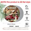 2D Flat, 1pc Round Merry Christmas Vintage Aluminum Hanging Ornament, Snowy Cabin Pine Tree Holly Berry Winter Scene Print, Metal Wall Door Hanging