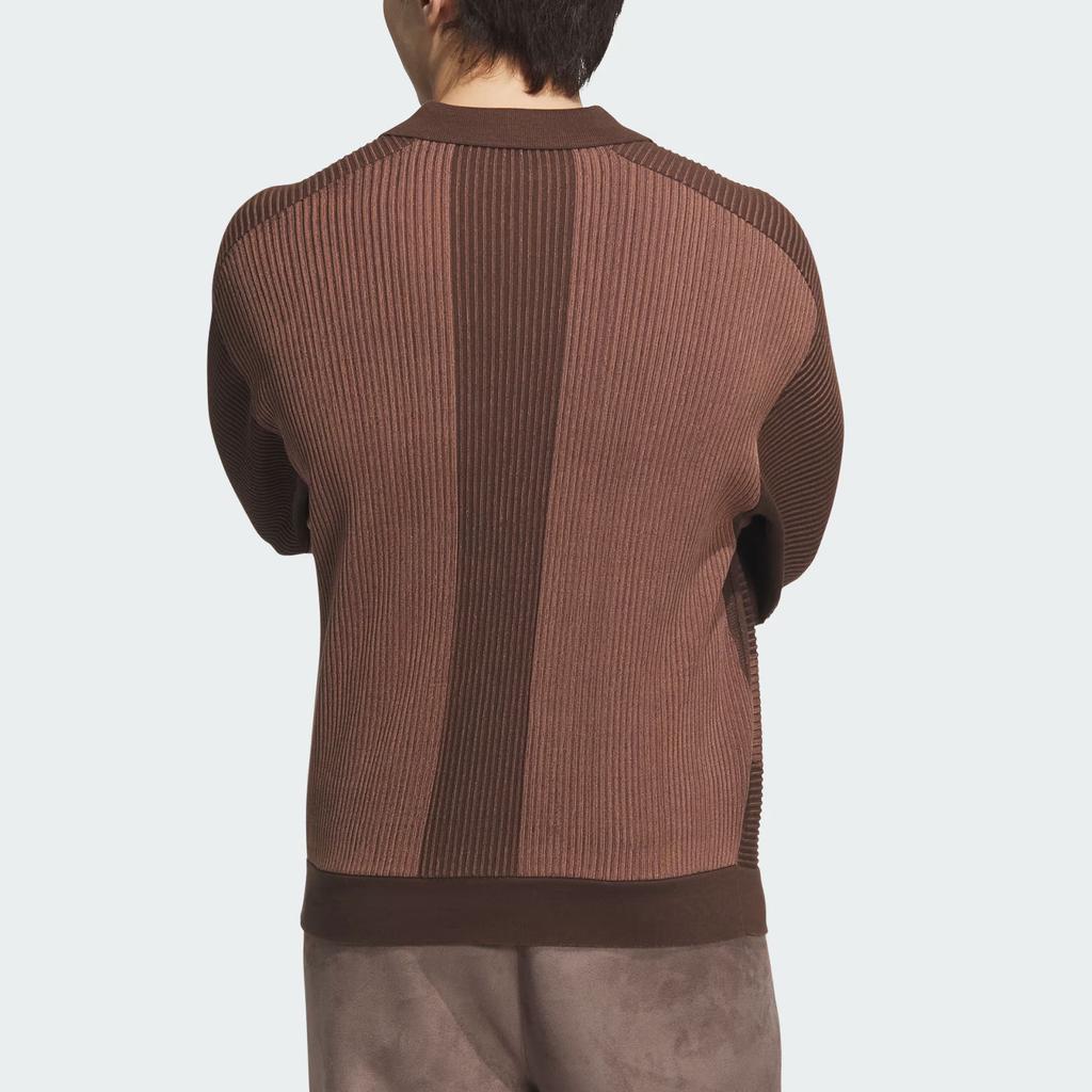 adidas Wuji Series Printed Casual Long Sleeve Polo Shirt Men Polo Shirts Brown Rock-Layer-Brown JI8720