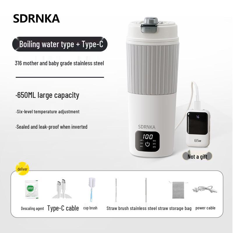 Japan SDRNKA Portabel Elektrisk Resevattenkokare - Vattenkokning och Uppvärmning Isolerad Kopp med Konstant Temperaturkontroll