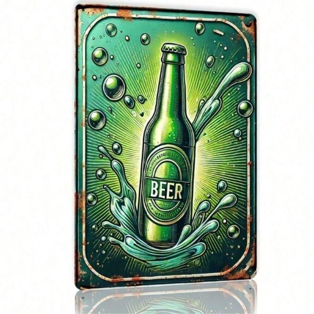 Vintage Green Glass Bottle Metal Poster 8x12 Inch Bar Wall Art