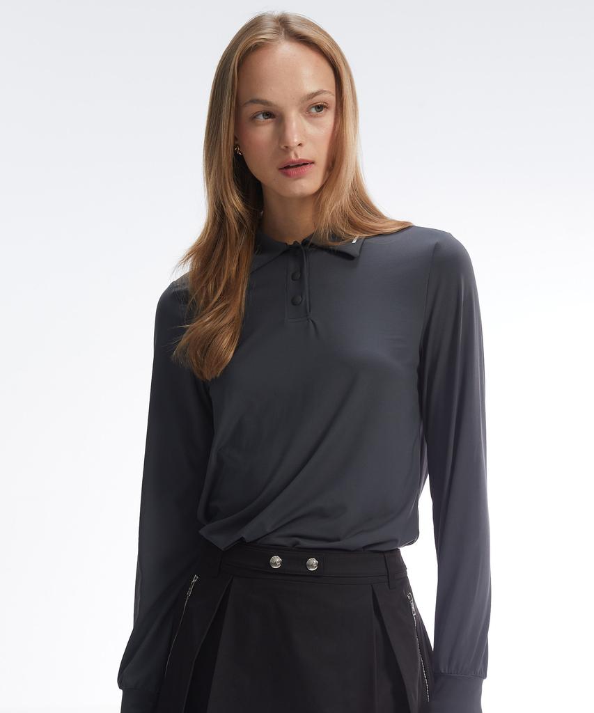 MONDAYFLOW Light Stretch Long Sleeve Top_Charcoal Gray