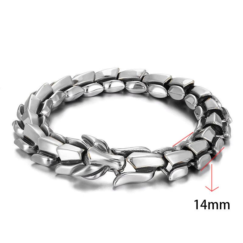 Punk Dragon Bone Chain Bracelet - Vintage Dragon Head Cuff for Men, Hip Hop Streetwear Accessory
