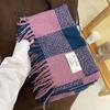 Thick Imitation Cashmere Large Checkered Tassel Scarf for Girls in Autumn and Winter Retro Long Shawl Showing Face Small Warm Scarf