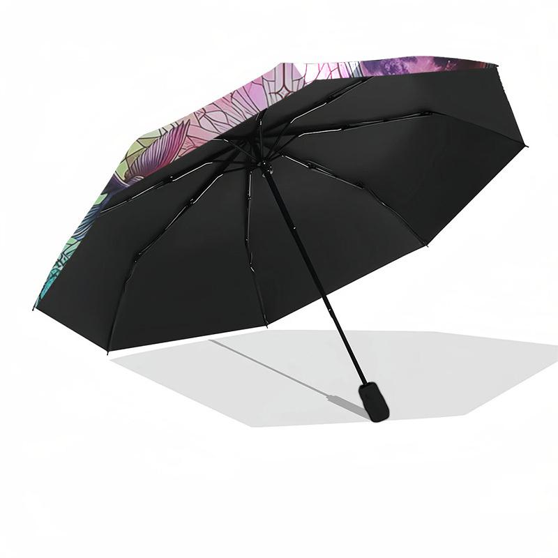 1pc Stained Glass Witch Design Automatic Opening Folding Umbrella with 8-Bone Iron Frame, Suitable for Fans, Travelers, Daily Use, and Festive Gifts -