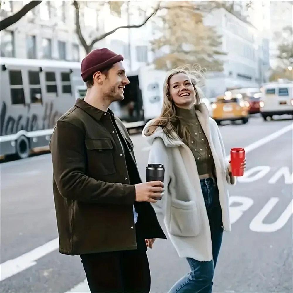 Double-layer Car Vacuum Flask 380ml/510ml Insulated Cup Coffee Thermos Hot/Cold Drinks