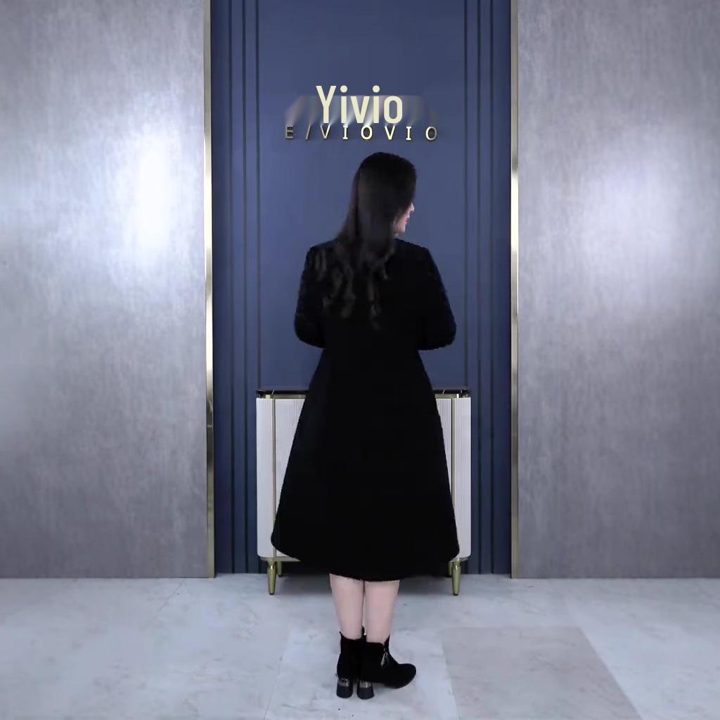 Spring High-End Water-Soluble Jacquard Lace Retro Frog Closure Faux Two-Piece Dress, Plus Size for Middle-Aged Women