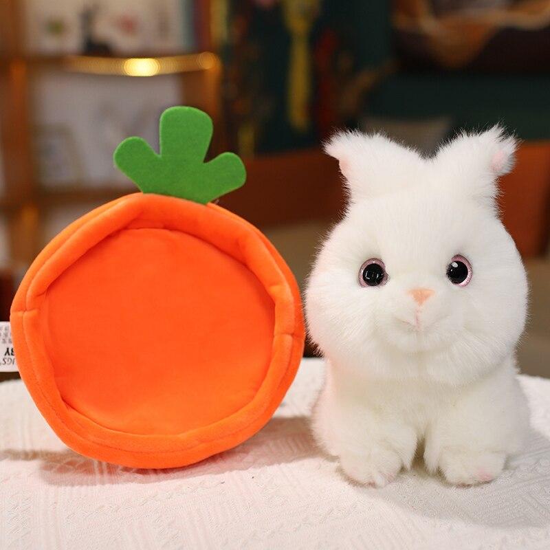 22 /28cm Funny Rabbit Carrot Nest Plush Toys Super Charming Fluffy Rabbit Dolls Creative Car Home Decoration Gift Kids Photo Props