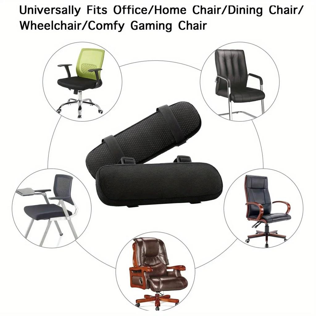 2pcsMemory Foam Armrest Pads for Office Chair Elbow Support Cushion for Arm Pressure Relief,Universal Fit Covers for Desk Chairs