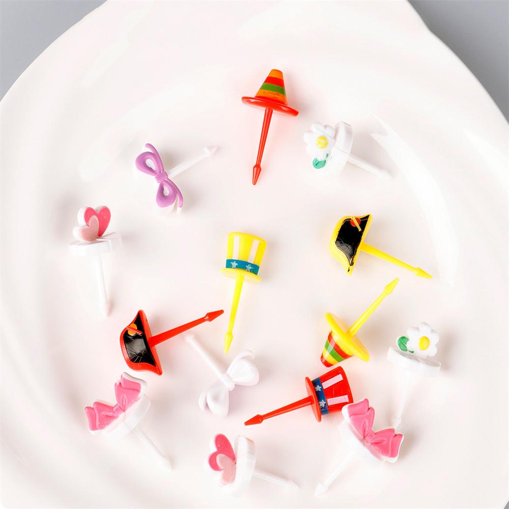 Party Decor Food Grade Fruit Fork Plastic Toothpick Cartoon Bento Lunch Accessories For Picnic Kitchen Party