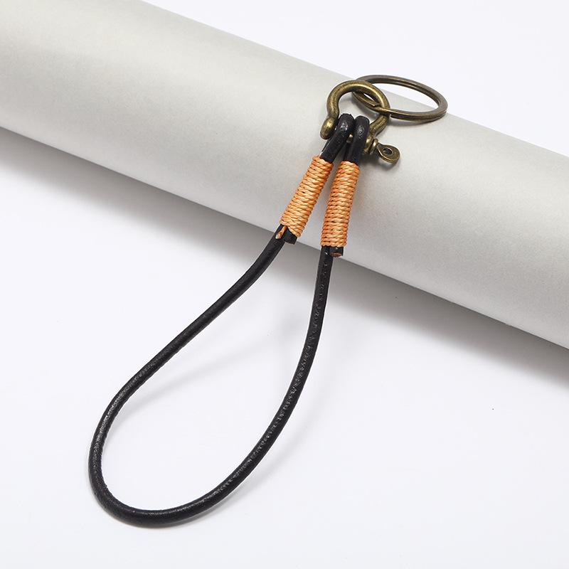 New Arrivals Retro Handmade Cowhide Rope Car Keychain Horseshoe Buckle Bag Small Pendant Key Chains Fashion Best Friend Gift