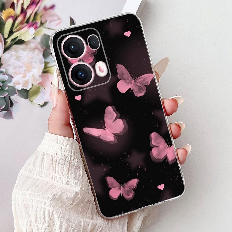 For OPPO Reno13 Pro 5G Case CPH2697 Fashion Flower Butterfly Soft Silicone Phone Cover For OPPO Reno 13 CPH2689 Reno13Pro Bumper