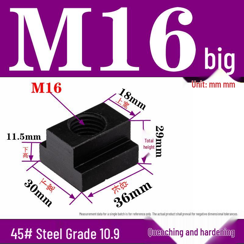 Pressure Plate Trapezoidal T-Slot Nut, Sizes M8-M27