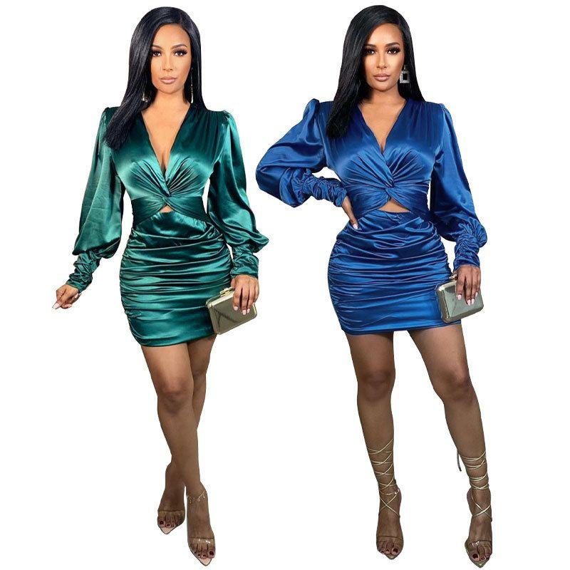 Women Sexy Dress Solid Color Elegant Commuter Dress European and American Women Skirts