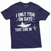 Men's Funny Fishing Shirt I Only Fish Humor Tee Fathers Day Birthday Gift Mans Guys Fisherman Nature Camping Tee