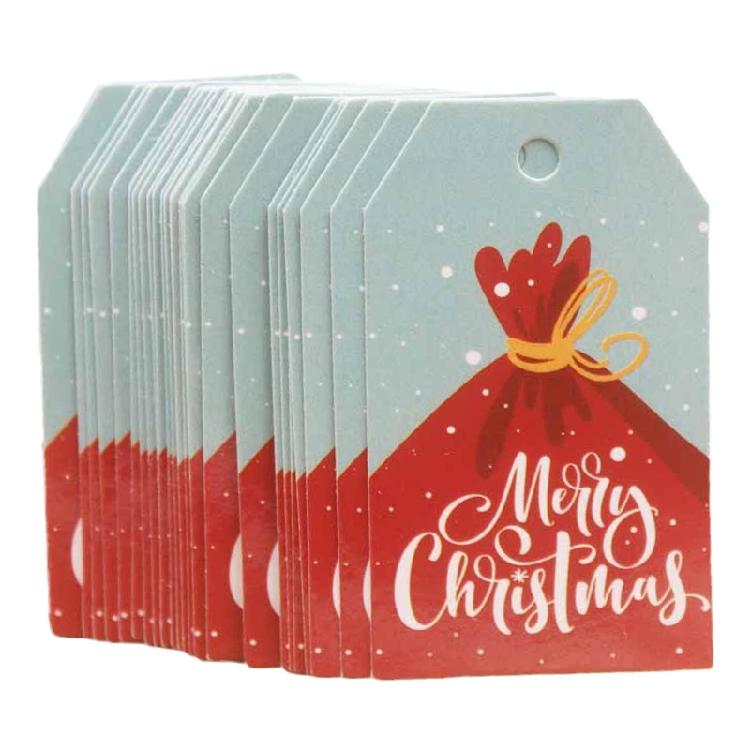 100 Pcs/Set Kraft Paper Gift Tags Merry Xmas Hanging Label Cute Print White Tags