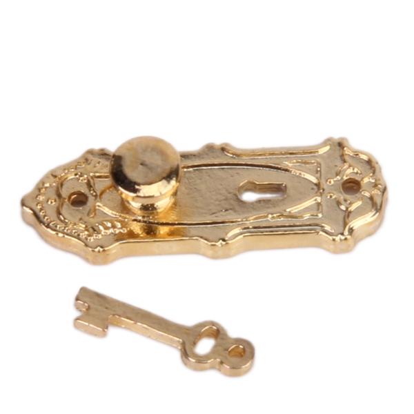 Miniature Vintage Door Lock with Keys And Hinge for 1/12 Dollhouse Furniture