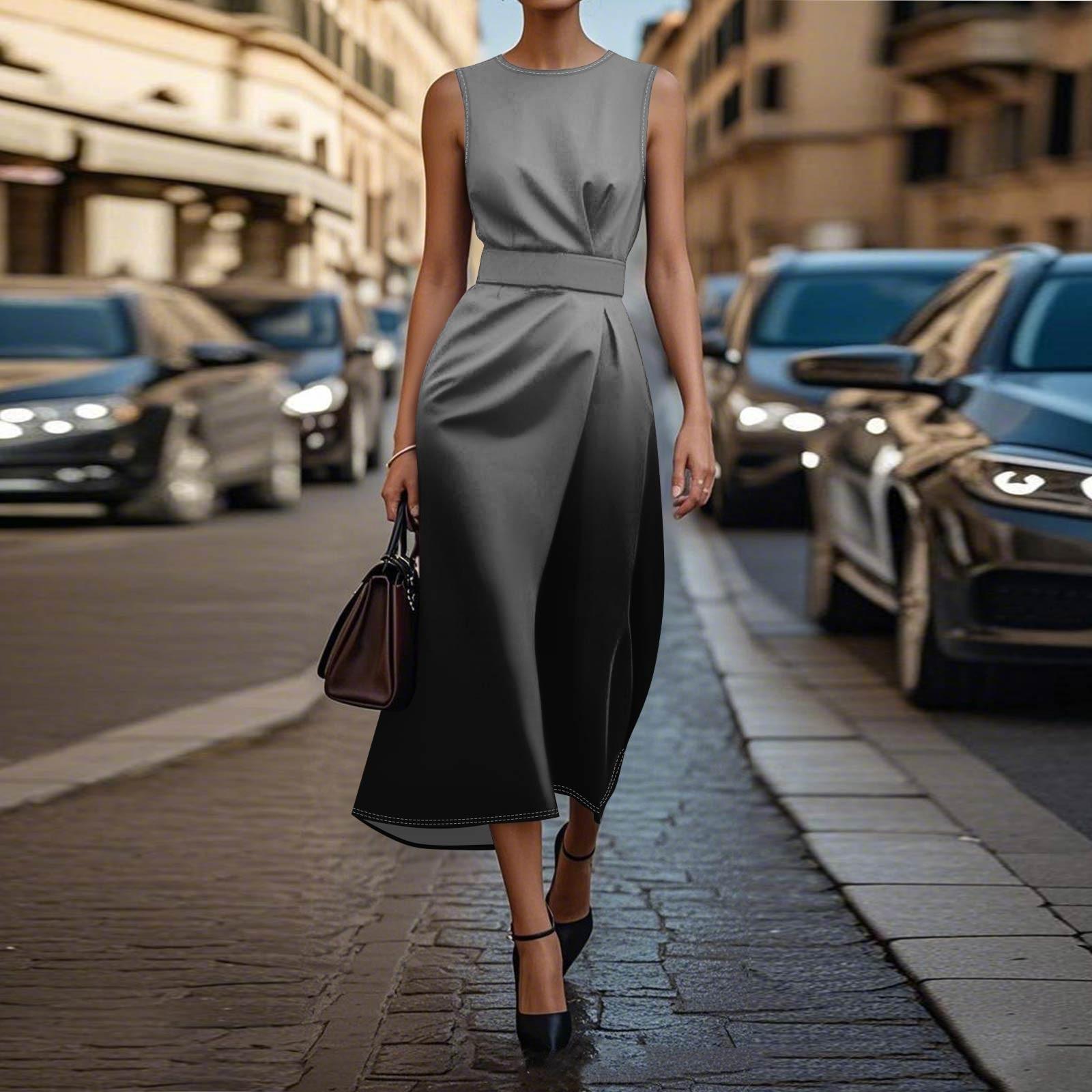 

Платье без рукавов в стиле бохо для женщин, повседневное, свободного кроя, летнее, сарафанное, с принтом M