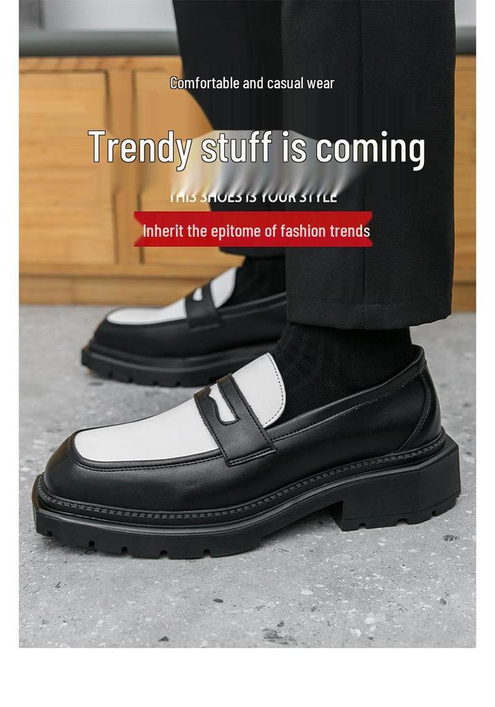 Men's Retro Casual Thick-Soled Leather Shoes with Height Increase