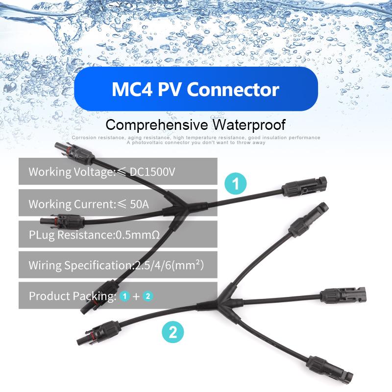 2Y 3Y 4Y PV Connector Parallel Connection Solar System PV Y type Branch Adapter Solars Panel Cable Connector With 1000V 30A