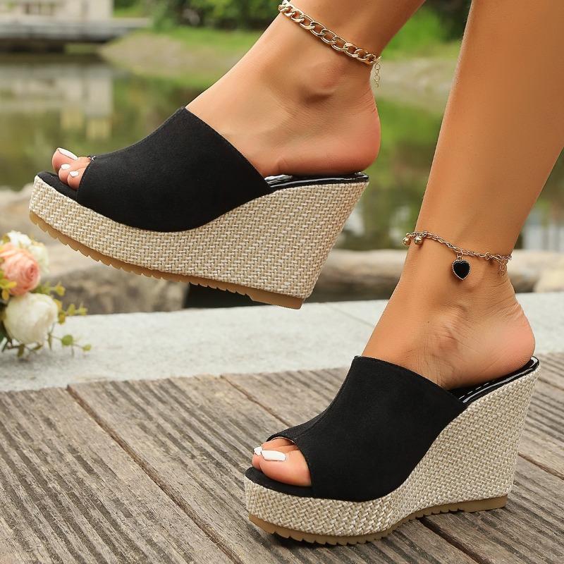 Fashion 2025 New Ladies Shoes Open Toe Women's Slippers Fashion Outdoor Casual Summer Plus Size Best Seller Super High Wedge Slippers