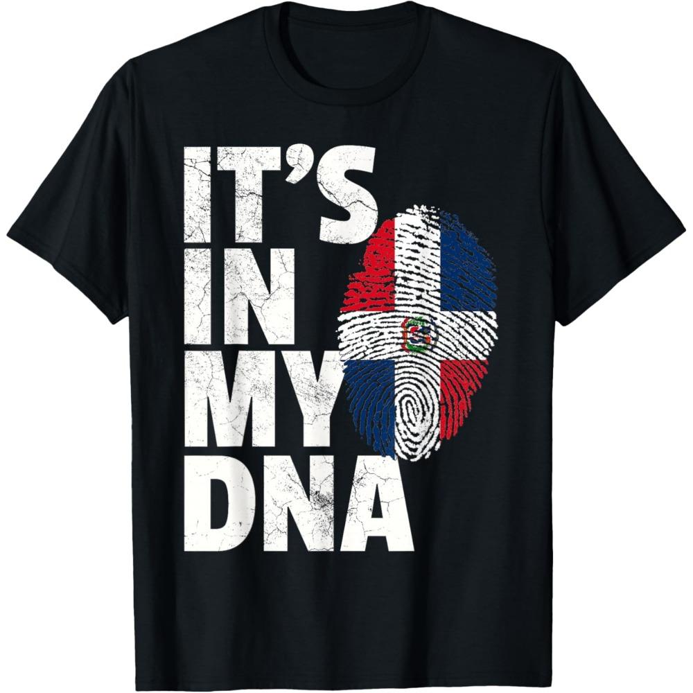 Its In My DNA Dominican Republic Flag Official Pride Gift TShirt Retro Fashion Flag Print Tops Classic Pattern Tees